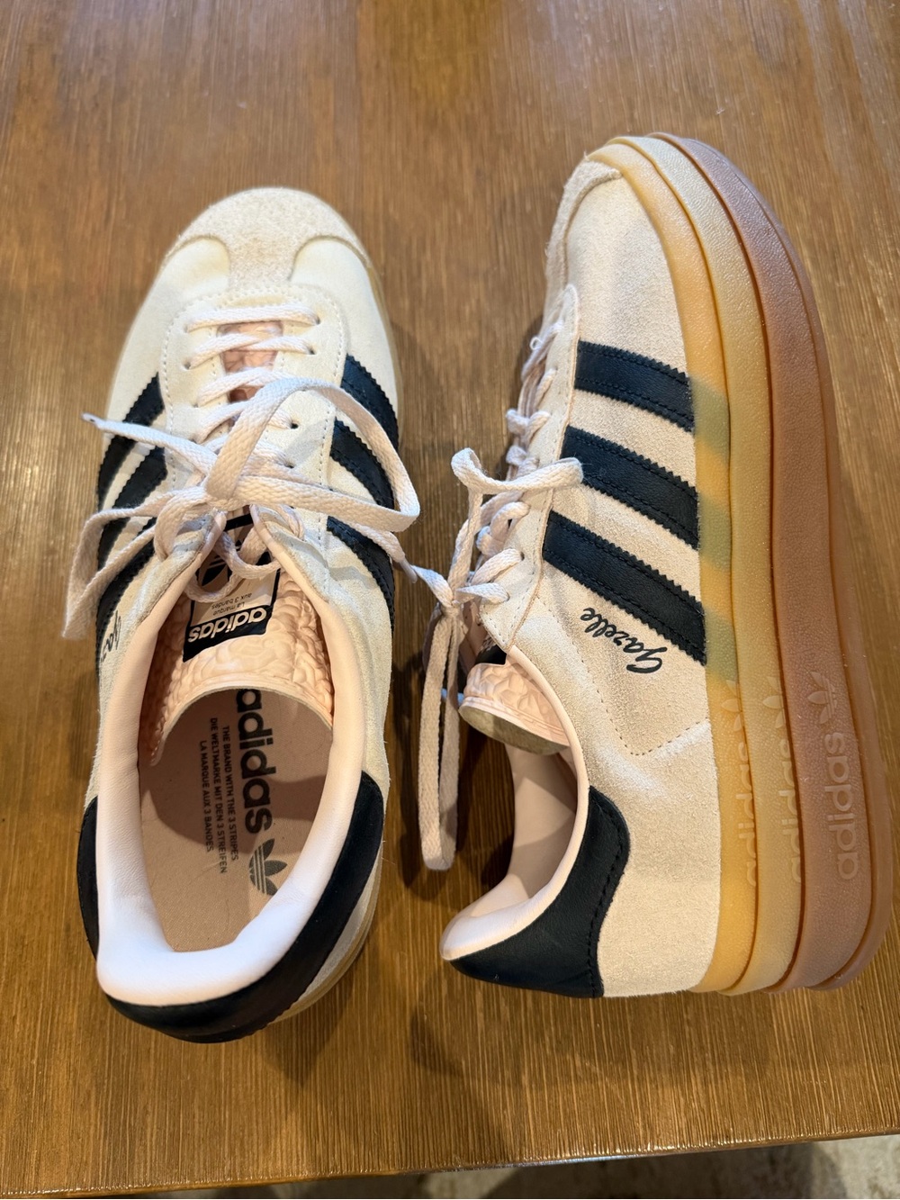 adidas Gazelle Platform Women’s Sneakers - Cream with Black Stripes & Gum Sole